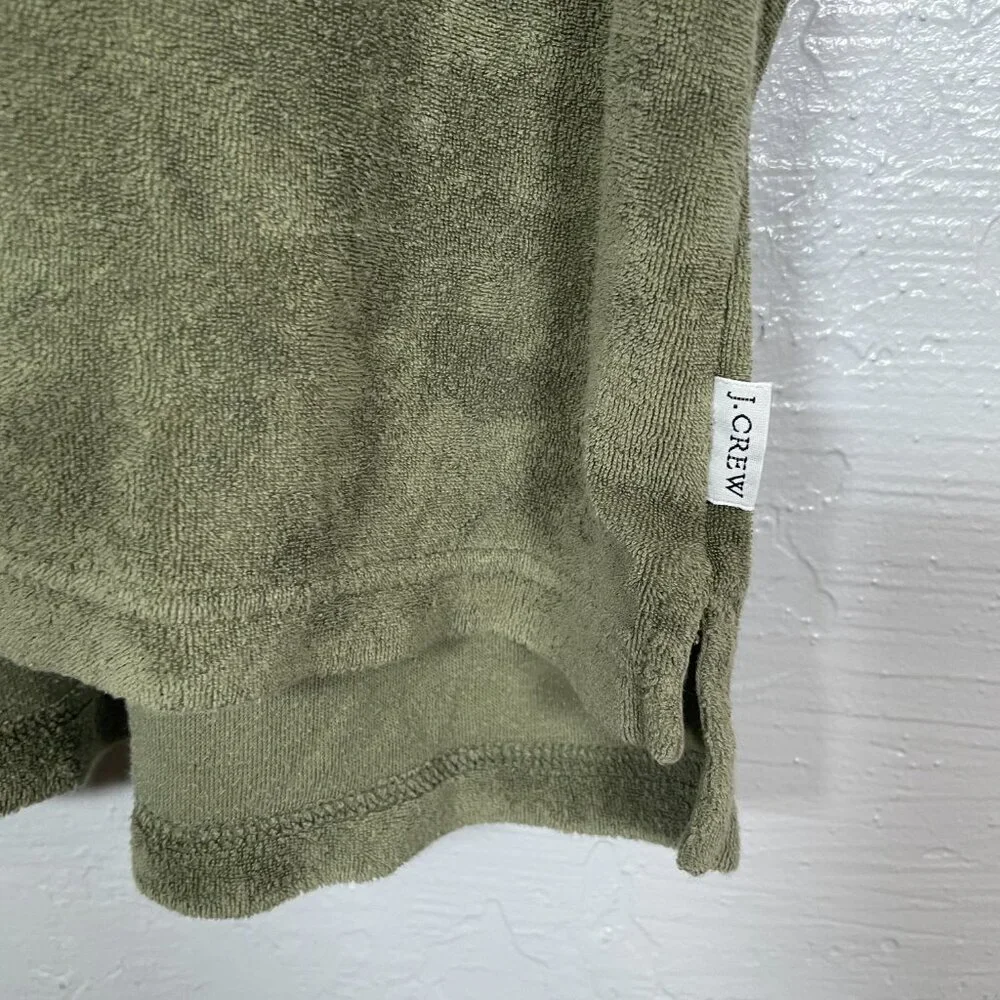 J Crew Men S Olive Green Terry Cloth Polo Shirt Short Sleeve Collared Preppy